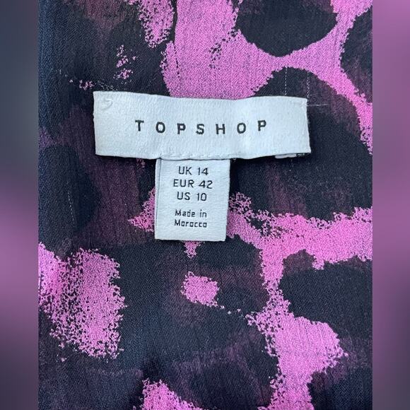 New ~ ASOS ,  TOPSHOP  ~Abstract Print Long Sleeve Dress In Pink 10 - Picture 7 of 8